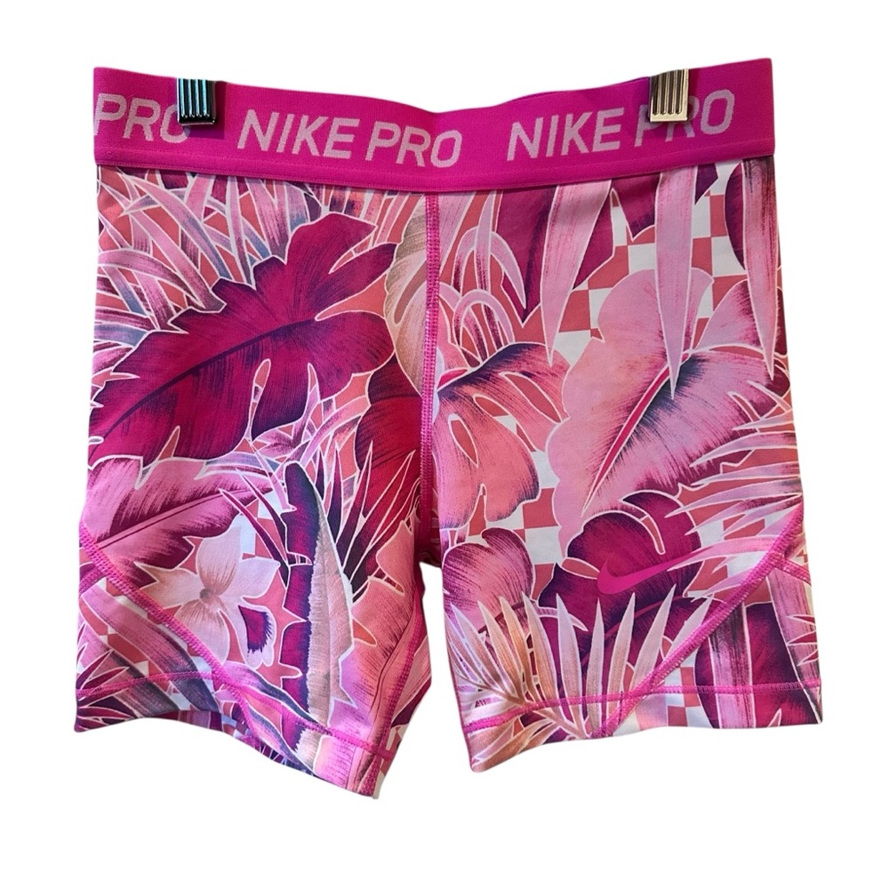 Nike Pro Shorts Pink Floral Tropical Print‎ Size Large